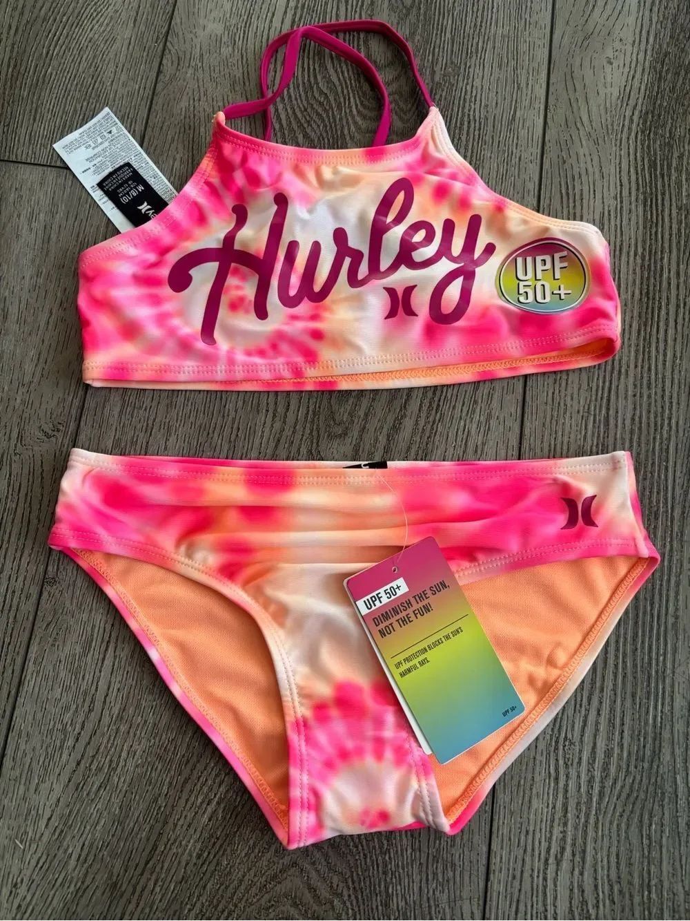 Hurley Pink Orange Tie-Dye Bikini Set
